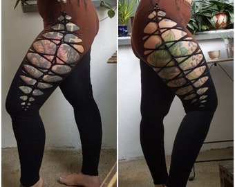 XXS-6XL ombre leggings black cutouts cut out goa pixie hooping psy burning cosplay yoga hippie fire save party festival gogo slit weave