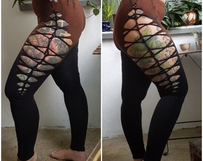 XXS-6XL ombre leggings black cutouts cut out goa pixie hooping psy burning cosplay yoga hippie fire save party festival gogo slit weave
