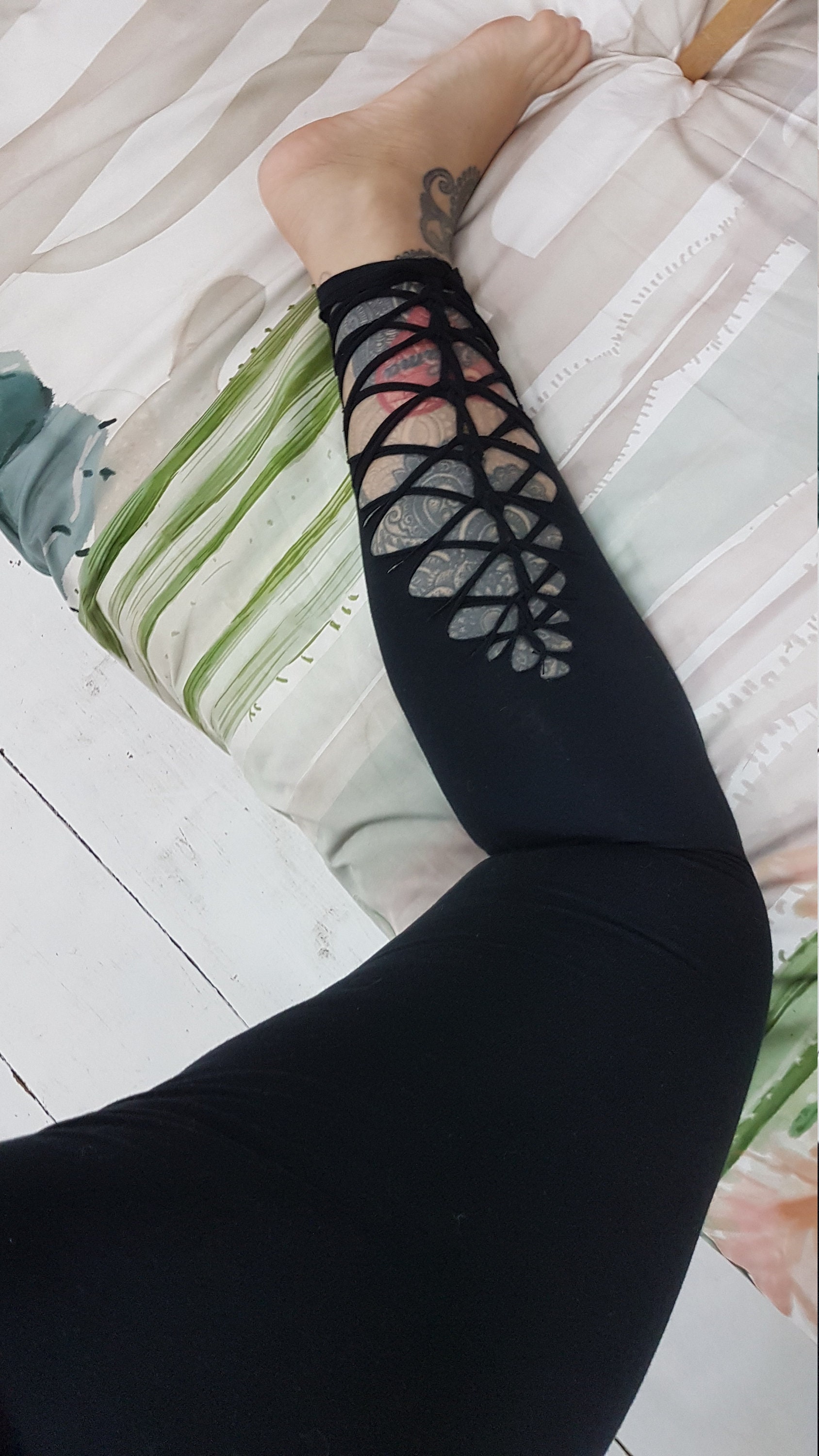 XXS-6XL Leggings Black Cutouts Cut Out Goa Pixie Hooping Psy Burning  Cosplay Yoga Geometric Rave Trance Party Festival Gogo Slit Weave 