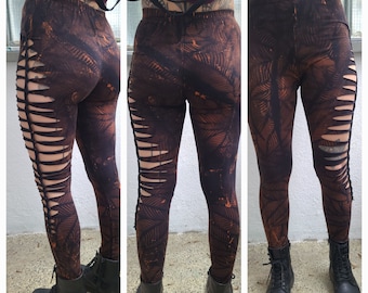 XXS-6XL leggings cutouts cut out batik tie dye ombre festival goa pixie psy cosplay yoga festival hippie rave techno weave party