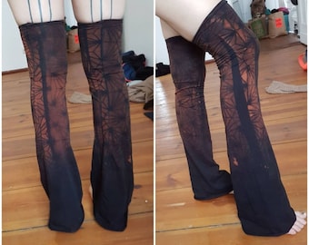 XS-4XL graphic cuffs overknees stayups flared cuffs goa black orange brown batik pattern graphic geometric festival burning pixie