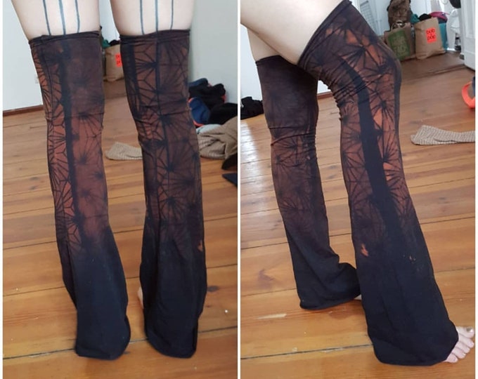 XS-4XL graphic cuffs overknees stayups flared cuffs goa black orange brown batik pattern graphic geometric festival burning pixie