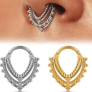 Piercing Clicker Segment Ring Septum Lip Nose Silver Gold Surgical Steel Boho Punk Daith Tragus Lobe Nostril Helix