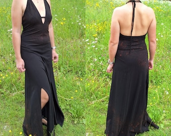 S-L Maxidress Maxi dress halter neck long dress gothic edgy rock goa pixie psy burning lacing tattoo elf pattern festival party woven