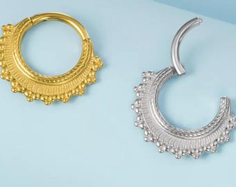 Piercing Clicker Segment Ring Septum Lip Nose Silver Gold Surgical Steel Boho Punk Daith Tragus Lobe Nostril Helix