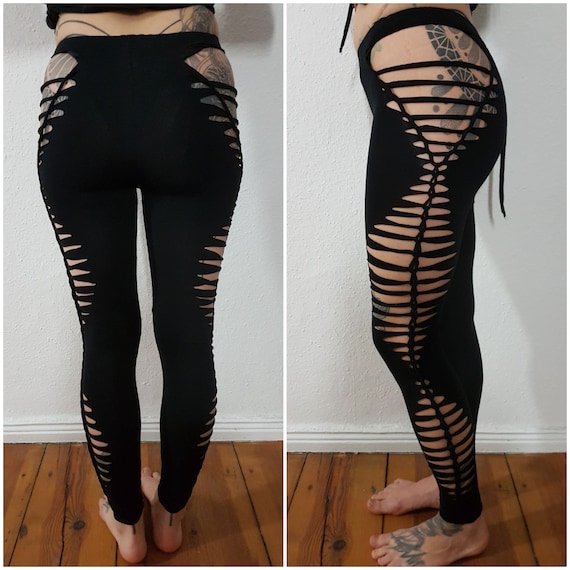 XXS-6XL Leggings Black Cutouts Cut Out Goa Pixie Hooping Psy