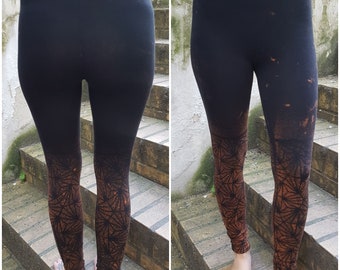 XXS-6XL leggings black ombre brown goa pixie goa festival graphic psy burning cosplay yoga pattern batik slit sacred rave dance weave