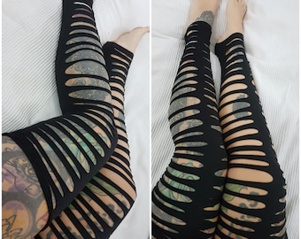 XS-4XL black cuffs cutout cut out overknees stayups goa slit weave peepshow woven festival burning pixie firedance poledance psy