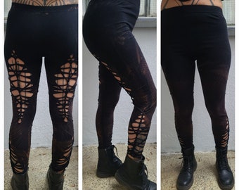 XXS-6XL leggings cutouts cut out batik tie dye ombre festival goa pixie psy cosplay yoga festival hippie rave techno weave party
