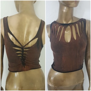 XS-4XL croptop tanktop spirale batik top tanktop cutouts cut out goa pixie geflochten psy yoga schnürung elfe fee muster geknüpft peepshow