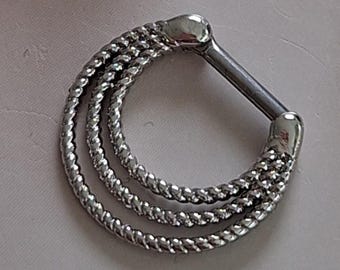 Piercing Clicker Segment Ring Septum Lip Nose Silver Surgical Steel Boho Punk