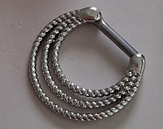 Piercing Clicker Segment Ring Septum Lip Nose Silver Surgical Steel Boho Punk