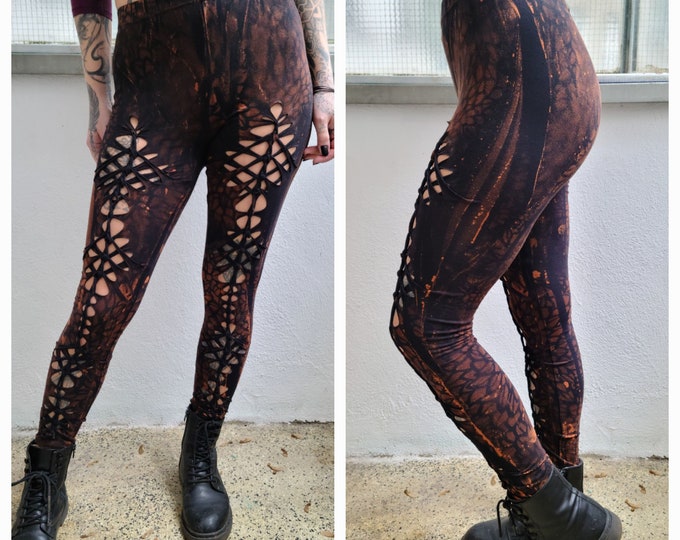 XXS-6XL leggings cutouts cut out batik tie dye ombre festival goa pixie psy cosplay yoga festival hippie rave techno weave party