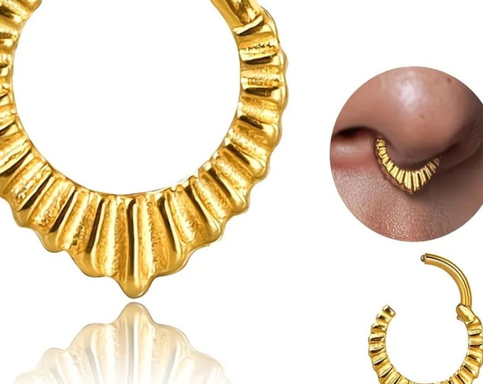 Piercing Clicker Segment Ring Septum Lip Nose Silver Gold Surgical Steel Boho Punk Daith Tragus Lobe Nostril Helix