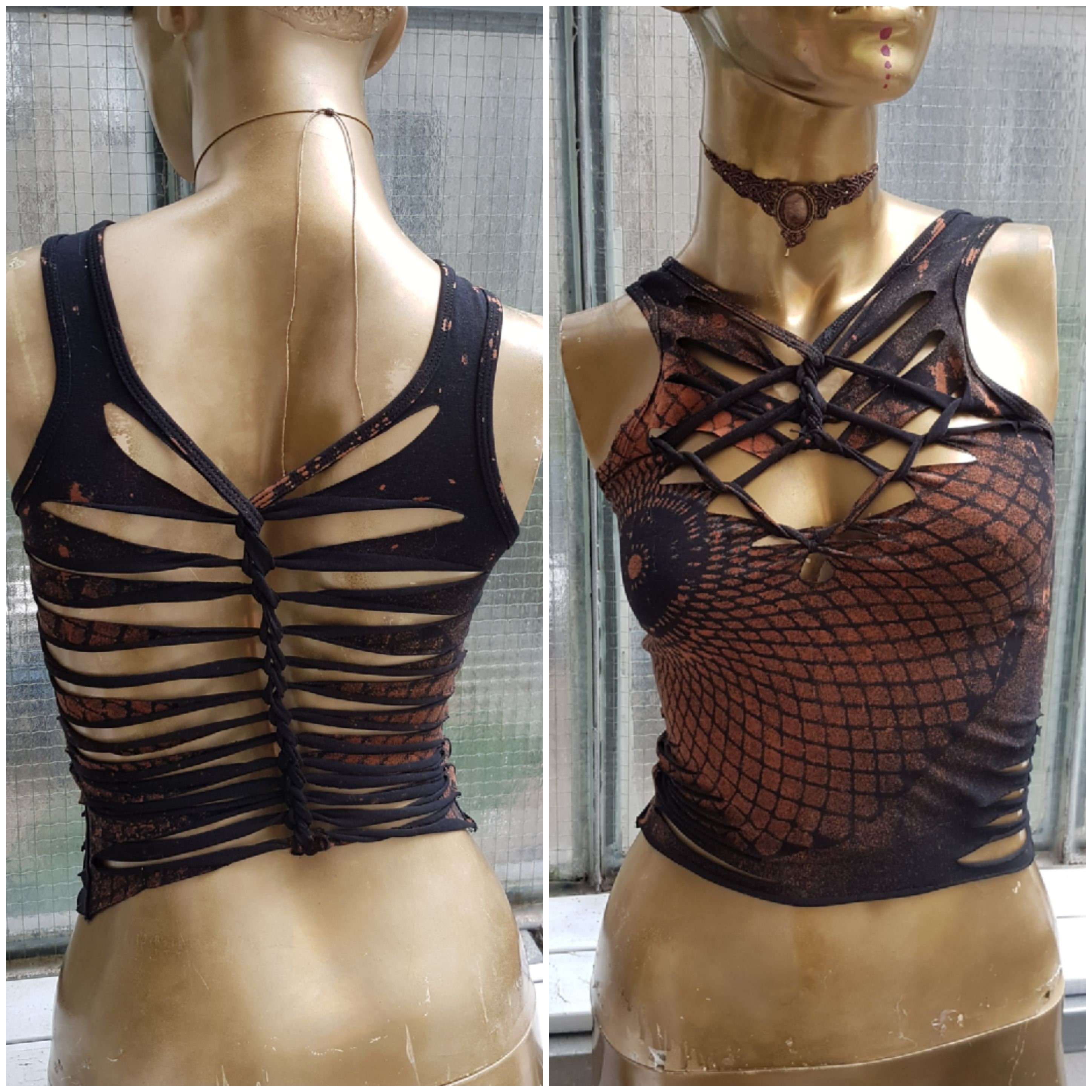 XS-4XL schwarz croptop cutout cut out ombre batik top tanktop - Etsy