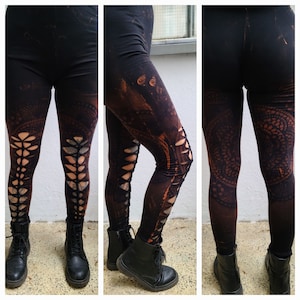 XXS-6XL leggings cutouts cut out batik tie dye ombre festival goa pixie psy cosplay yoga festival hippie rave techno weave party