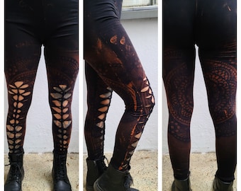 XXS-6XL leggings cutouts cut out batik tie dye ombre festival goa pixie psy cosplay yoga festival hippie rave techno weave party