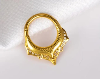 Piercing Clicker Segment Ring Septum Lip Nose Silver Gold Surgical Steel Boho Punk Daith Tragus Lobe Nostril Helix