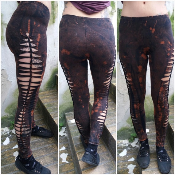 XXS-6XL Leggings Black Cutouts Cut Out Goa Pixie Braided Pilates Psy  Burning Man Cosplay Yoga Ribbons Lacing Pattern Rave Knotted 