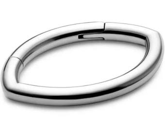 Piercing Clicker Segment Ring Septum Lip Nose Silver Surgical Steel Boho Punk Oval Drop