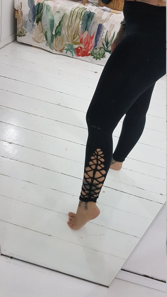 Leggings with top ankle cutouts