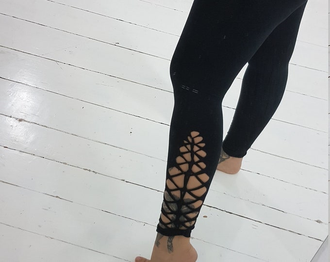 XXS-6XL leggings black cutouts cut out goa pixie hooping psy burning cosplay yoga geometric rave trance party festival gogo slit weave