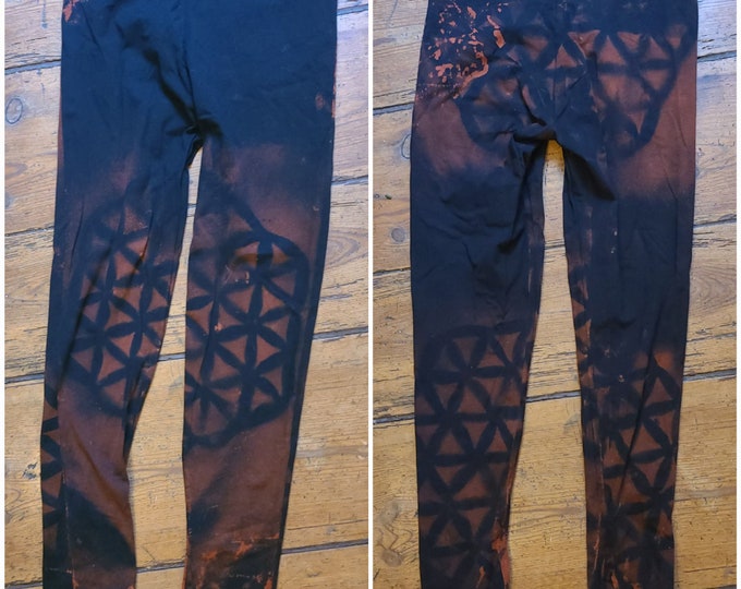 XS-4XL Mandala Flower of Life leggings black orange brown goa pixie ombre labyrinth graphic psy burning yoga pattern batik graphic sacred