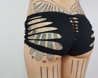 S-XXL cutout cut out cutouts fetish gogo festival underwear slips hipster panty slip hotpants underwear cotton black goa psy sacred
