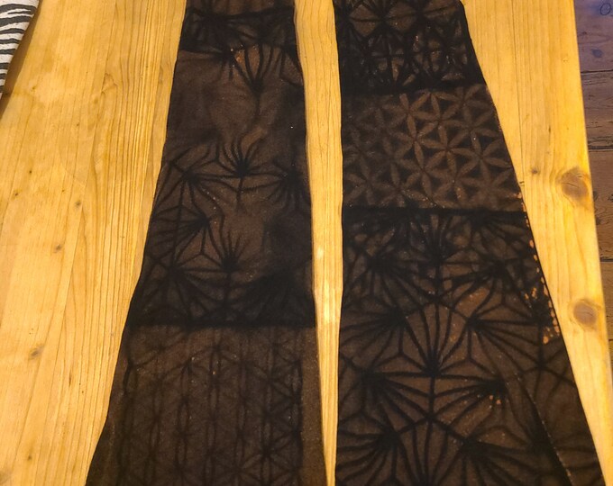 XS-4XL graphic cuffs overknees stayups flared cuffs goa black orange brown batik pattern graphic geometric festival burning pixie