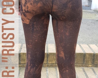 XXS-XXXXL leggings rusty copper black orange flower of life brown goa pixie ombre psy burning cosplay yoga pattern batik sacred rave