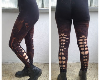 XXS-6XL leggings cutouts cut out batik tie dye ombre festival goa pixie psy cosplay yoga festival hippie rave techno weave party