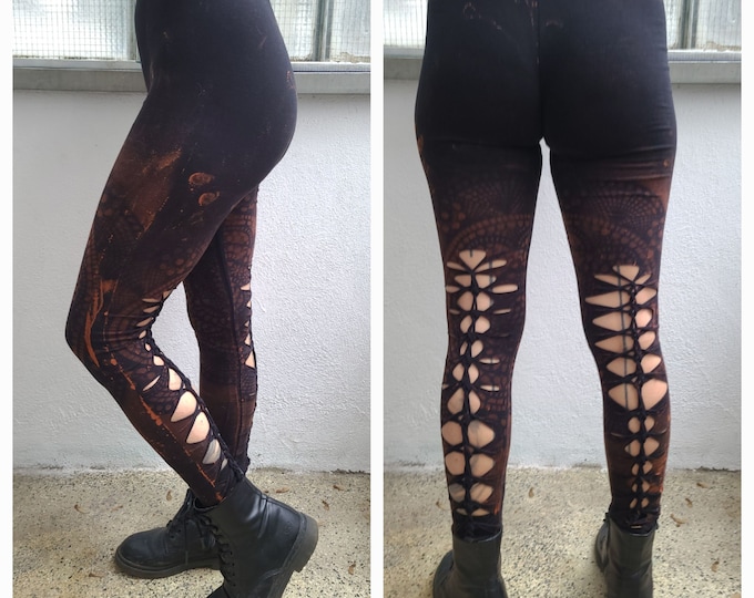 XXS-6XL leggings cutouts cut out batik tie dye ombre festival goa pixie psy cosplay yoga festival hippie rave techno weave party