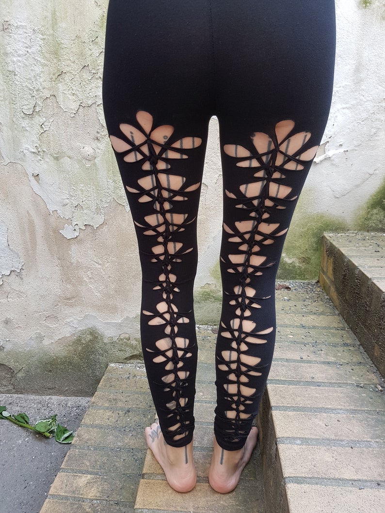 XXS4XL Backcut Leggings Black Cutouts Cut Out Goa Pixie Etsy