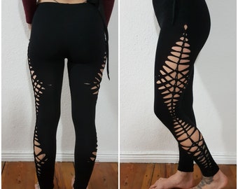 XXS-6XL leggings schwarz cutouts cut out goa pixie hooping psy burning cosplay yoga geometrisch fire save party festival gogo slit weave