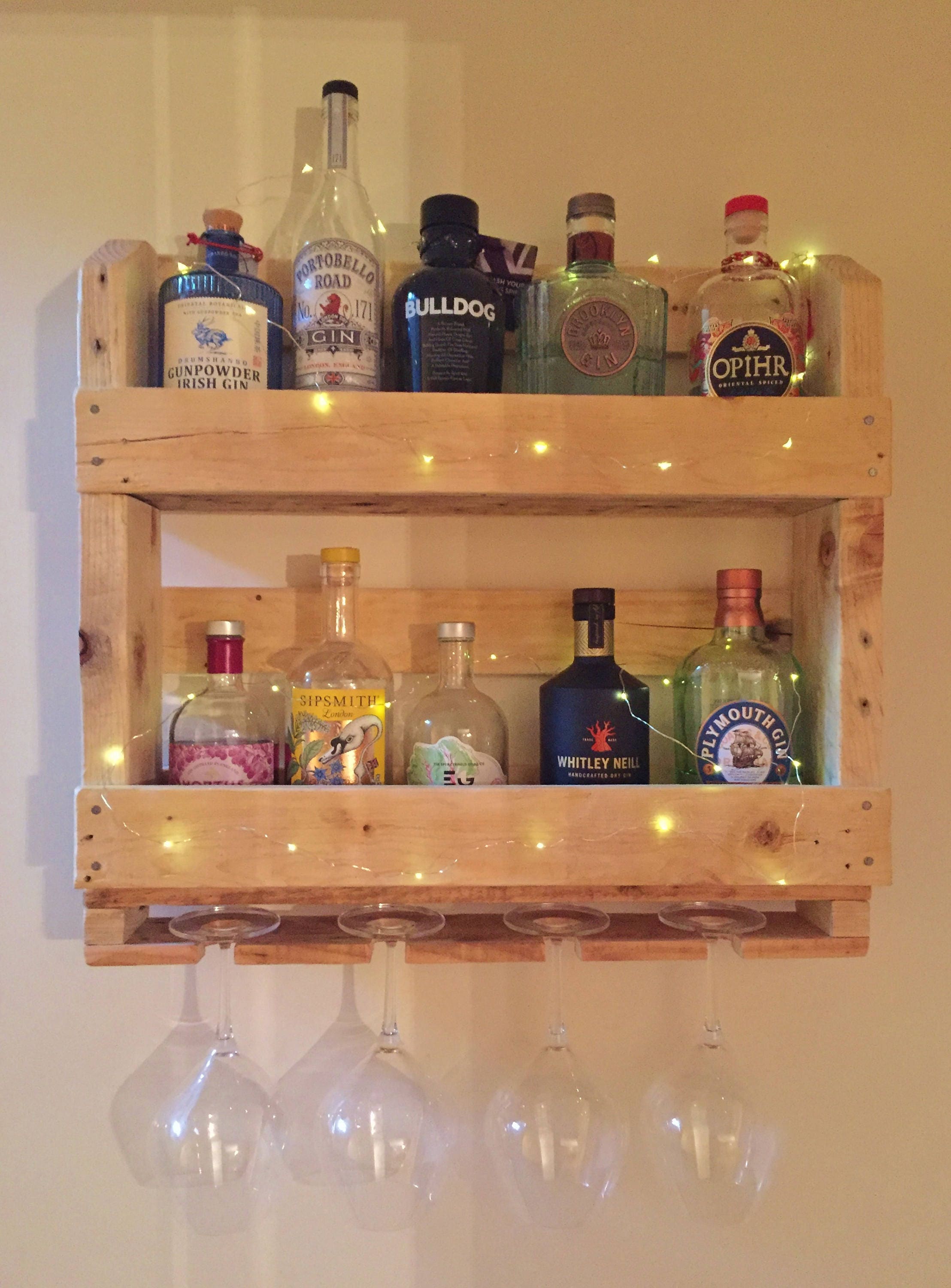 Wooden gin bar shelf hotsell