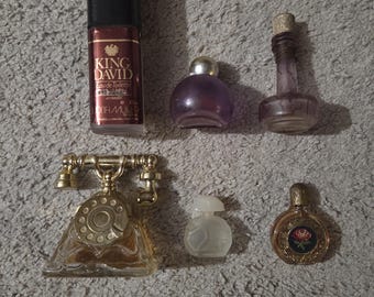Conjunto selecionado de 6 frascos de perfume vintage, raridades globais, perfeitos para decoração de penteadeira.