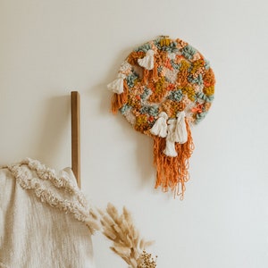 Bright Multi Colored Punch Needle/Rug Hooked Wall Hanging image 1