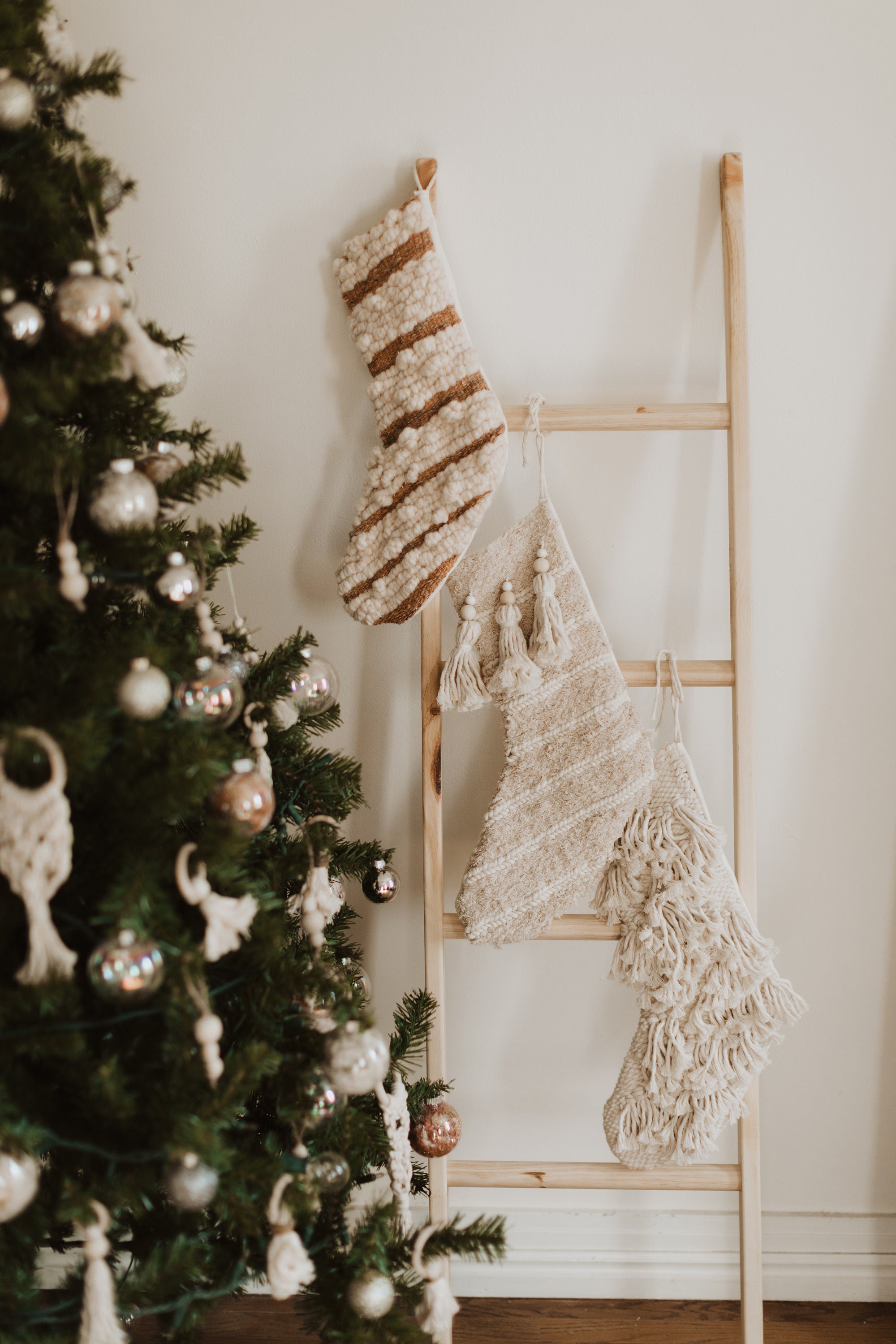 Neutral Wooden Blanket Ladder round Rungs Etsy