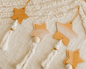 Boho Gold and Pink Star Christmas Tree Ornaments- Pack of 4