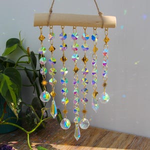 Large Suncatcher Ornament | Light Catcher Charm For Room, Hanging Rainbow Decor, Wooden Window Sunshine Catcher, Handmade Gift For The Home