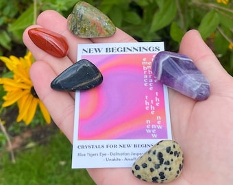 Conjunto de Cristais New Beginnings // Conjunto de Presentes de Pedras Preciosas Starting Fresh, Tumble Stones // Cristais para Seguir em Frente // Cristais para Abraçar a Mudança