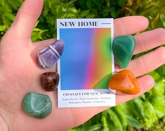 New Home Crystal Set // House Gemstone Gift Set, Home Protection Tumble Stones // Crystals For Home // Gifts For New House // House Warming