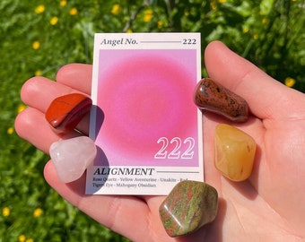 Conjunto de Cristais com Números de Anjos 222 // Conjunto de Presentes com Pedras Preciosas de Sequência de Números Triplos Dois // Kit de Pedras Tumble para Alinhamento // Cristais para Alinhamento // Presente