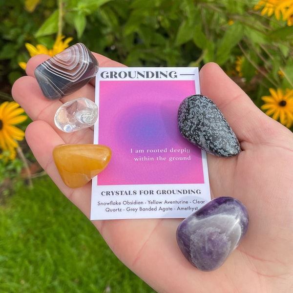 Grounding Crystal Set // Reconnect To Earth Gemstone Gift Set, Ground Tumble Stones // Crystals For Grounding Yourself // Be More Present