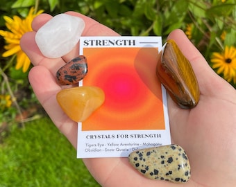 Strength Crystal Set // Power Gemstone Gift Set, Tumble Stones // Crystals For Getting Stronger // Attract Mental And Physical Strength