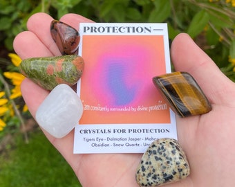 Protection Crystal Set // Safety Gemstone Gift Set, Security Tumble Stones // Crystals For Shielding Negativity // Block Bad Energy