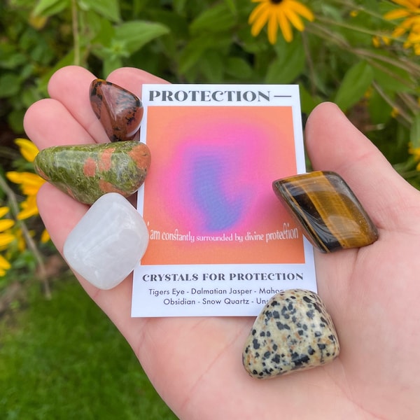 Protection Crystal Set // Safety Gemstone Gift Set, Security Tumble Stones // Crystals For Shielding Negativity // Block Bad Energy