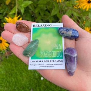 Relaxing Crystal Set // Calming Gemstone Gift Set, Rest Tumble Stones // Crystals For Unwinding // I Am Peaceful // Attract Tranquillity