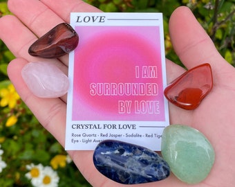 Love Crystal Set // I Am Loved Gemstone Gift Set // Relationship Tumble Stone Kit // Crystals For Attraction // Attract Love Affirmation