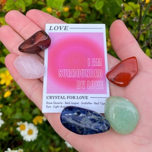 Love Crystal Set // I Am Loved Gemstone Gift Set // Relationship Tumble Stone Kit // Crystals For Attraction // Attract Love Affirmation